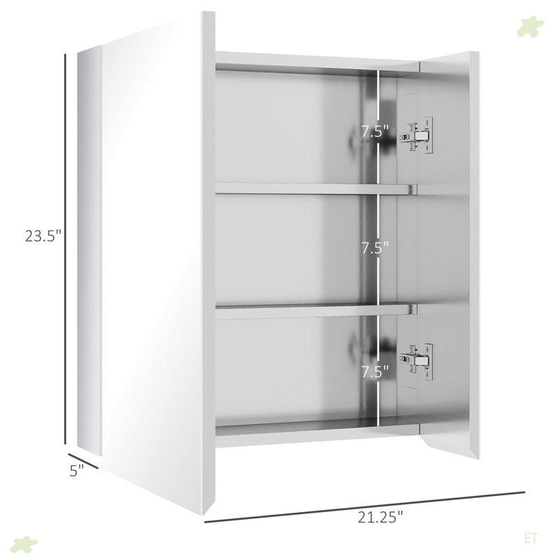 Armoire murale de salle de bain avec miroir et tablettes de rangement