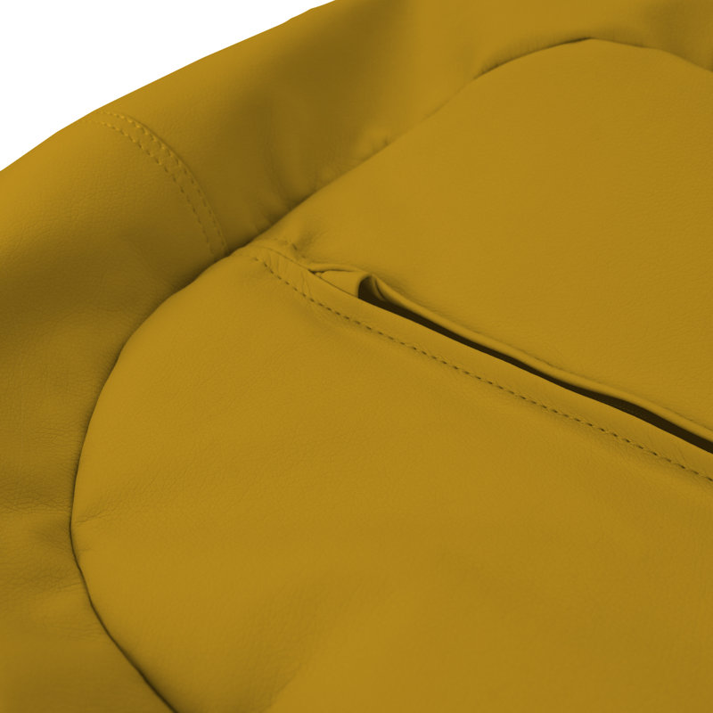Factory Direct Partners 30 inch Round Faux Leather Bean Bag for Kids and Teens, Yellow Faux Leather