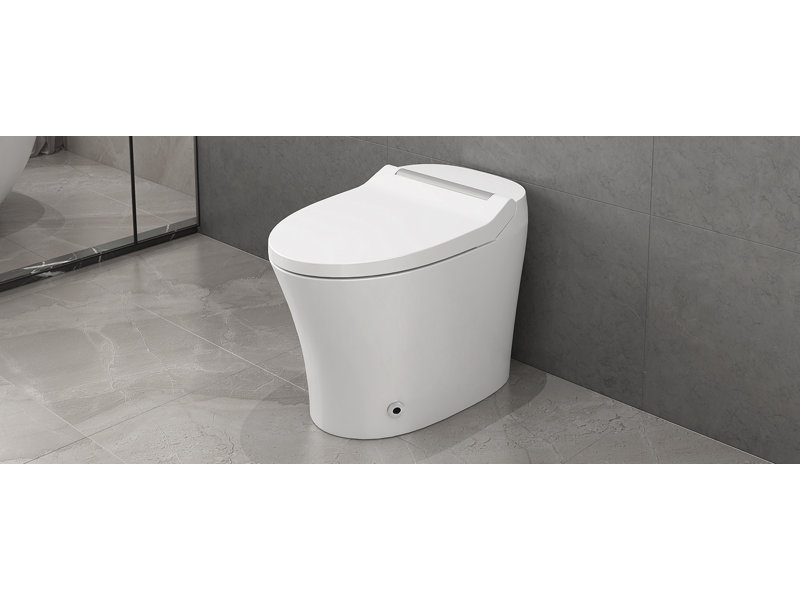Toilette intelligente moderne allongée: siège chauffant, double chasse automatique (1 / 1,28 GPF), capteur de pied, veilleuse