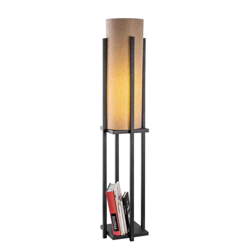 Lampe sur pied colonne 9,83 "Cawe, Noir, Brun