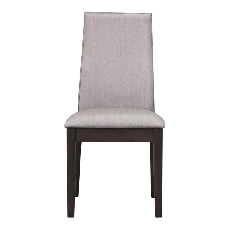 2 chaises de salle à manger avec finition et revêtement en tissu taupe, dossier ergonomique pour une salle à manger élégante, assise de 19,5 po de hauteur (2), environnement de bon goût,