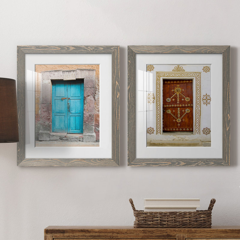 Porte topaze - ensemble de 2 reproductions de photos, H 20 po x l 17 po x P 1 po, Cadre en papier gris, Blanc