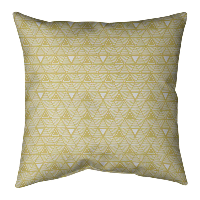 Coussin décoratif triangles dessinés à la main classiques, H 18 po x l 18 po, Duvet synthétique, Jaune clair
