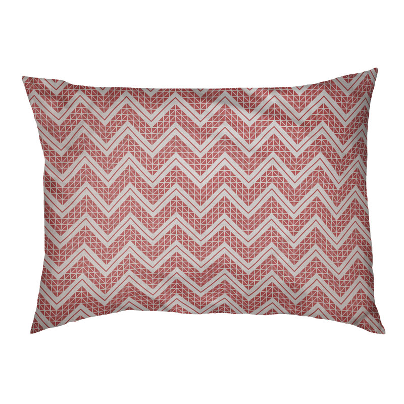 Coussin Chelan, Moyen (H 6,5 po x l 40 po x P 30 po), Gris/rouge