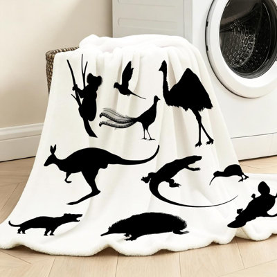 Black Ultra Soft Flannel Fleece Throw Blanket,Set of S of Australian Single-Sided Print