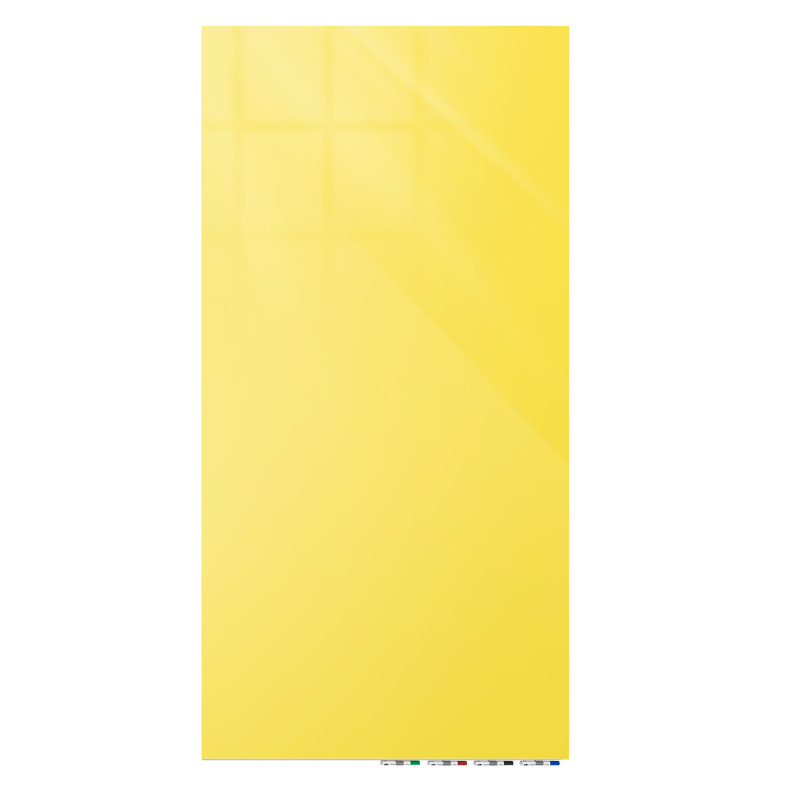 Tableau magnétique mural en verre Aria, Jaune, H 72 po x l 48 po