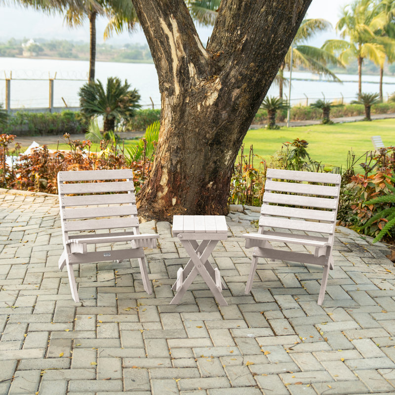 Chaise de patio pliante en PEHD entièrement assemblé Grandcourt, Ivoire ivoire