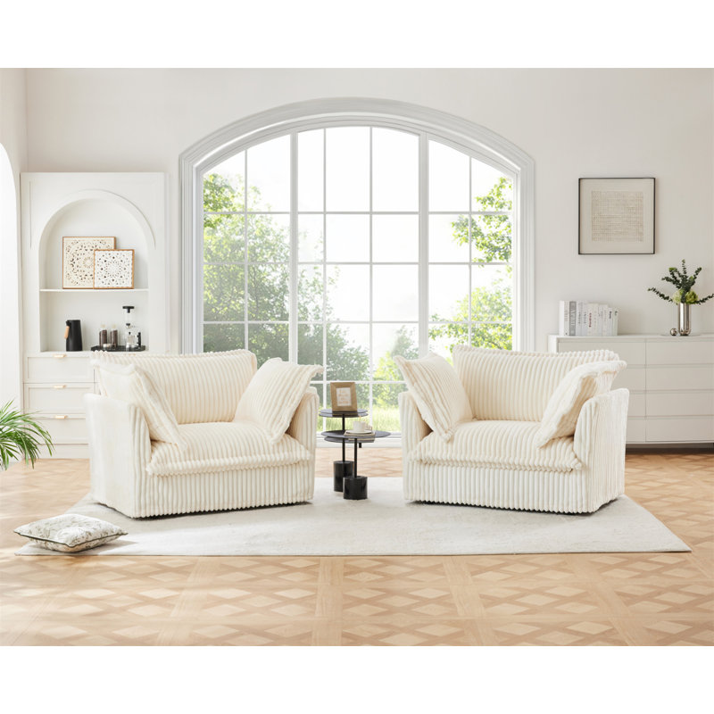 Chaises d'appoint Nickolas, Velours côtelé crème