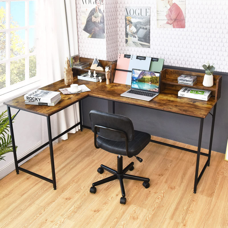 Carolena L-Shaped Computer Desk, Brown