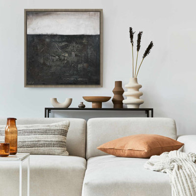 White Shapes Industrial Framed Canvas | Abstract Texture