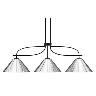 Luminaire pour îlot 3 lumières Cavella au fini noir mat de 14 po 