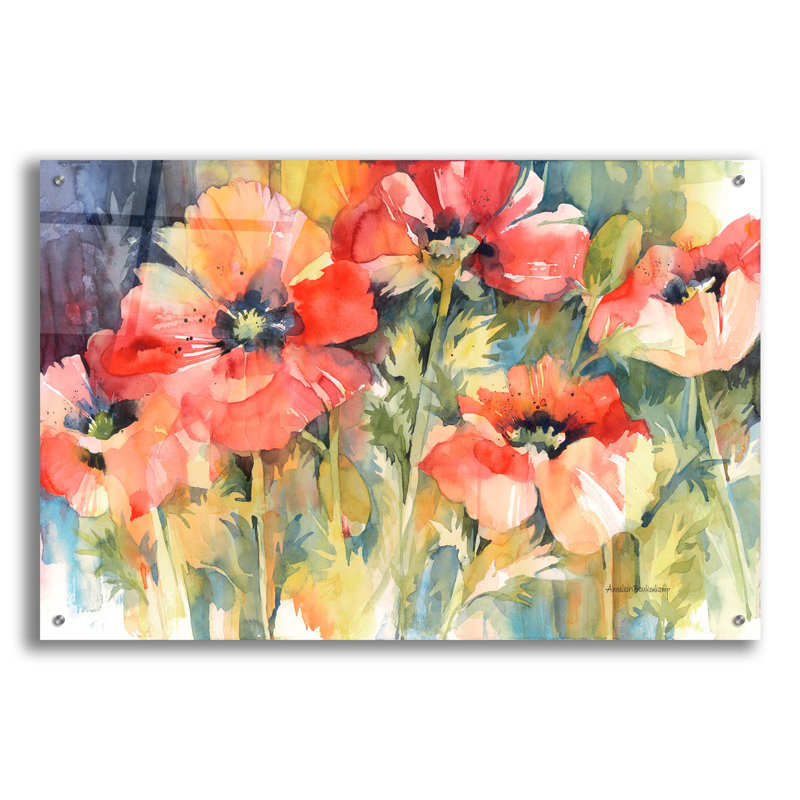 «Garden Fireworks» par Annelein Beukenkamp, art mural en verre acrylique, H 24 po x l 36 po x P 0,2 po
