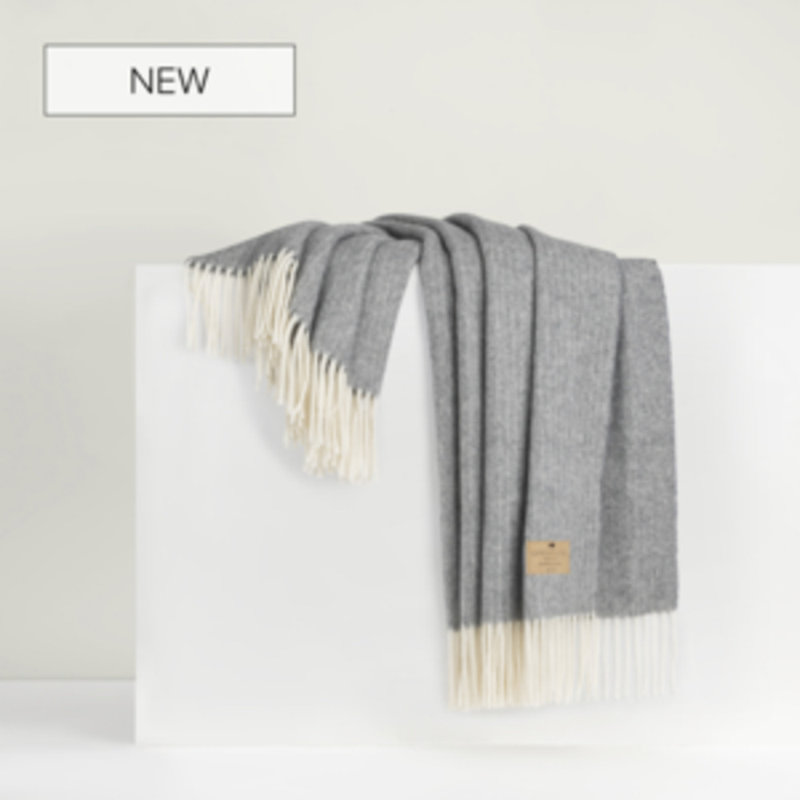 Pinstripe Cashmere/Lambswool Throw, Slate