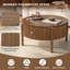 Table basse ronde à plateau relevable avec rangement caché, table de cocktail circulaire cannelée en bois massif, table de centre de ferme moderne en bois pour le salon, noyer