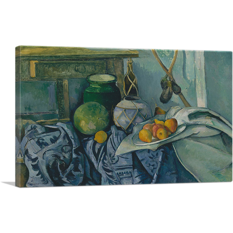 Nature morte avec un pot de gingembre et des aubergines - 1894, H 12 po x l 18 po x P 1,5 po