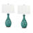 30'' Green Table Lamp Set USB