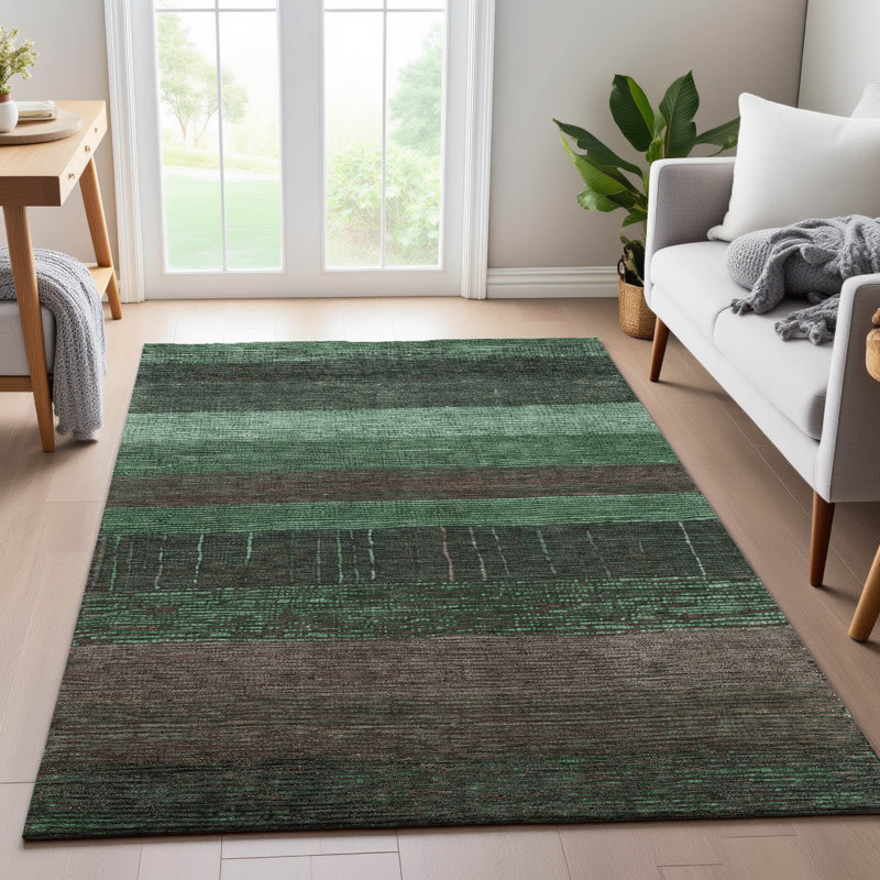 Tapis à rayures lavable à la machine Premium AMF1568, Rectangle 10 pi x 14 pi