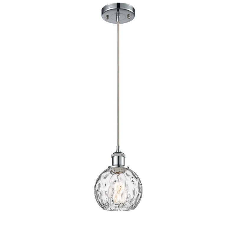 Luminaire suspendu sphère 1 lumière Roxane, Ampoule non incluse, H 8 po x l 6 po x P 6 po, Chrome poli