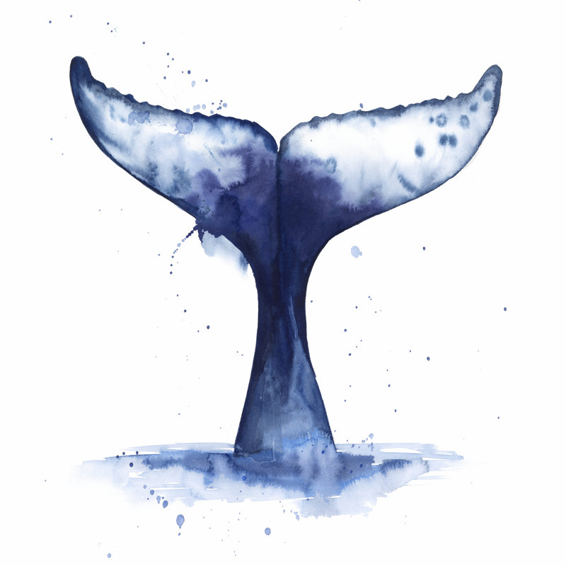 «Whale Wave II» par Grace Popp - peinture sur toile tendue, H 12 po x l 12 po