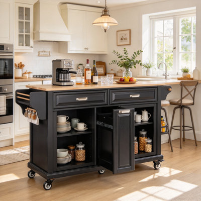 60.5 " W Kitchen Island with Solid Wood Top
