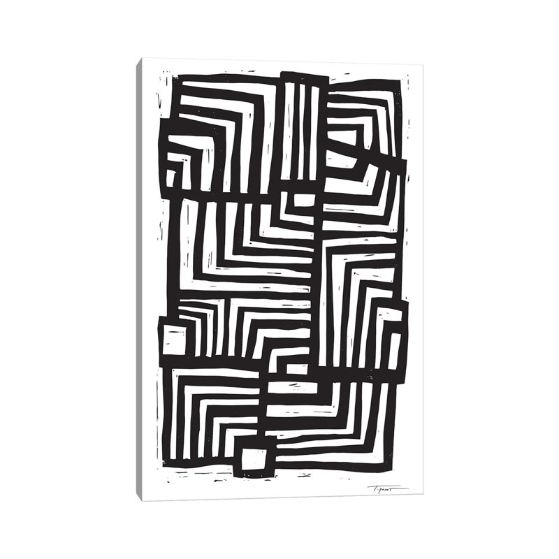 Déplacement de lignes - Impression d'art graphique, 48" H x 32" W x 1.5" D, Pas de tapis, Toile tendue