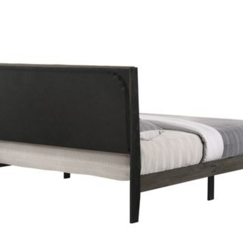Valdemar Brown Fabric & Weathered Grey Finish Queen Bed