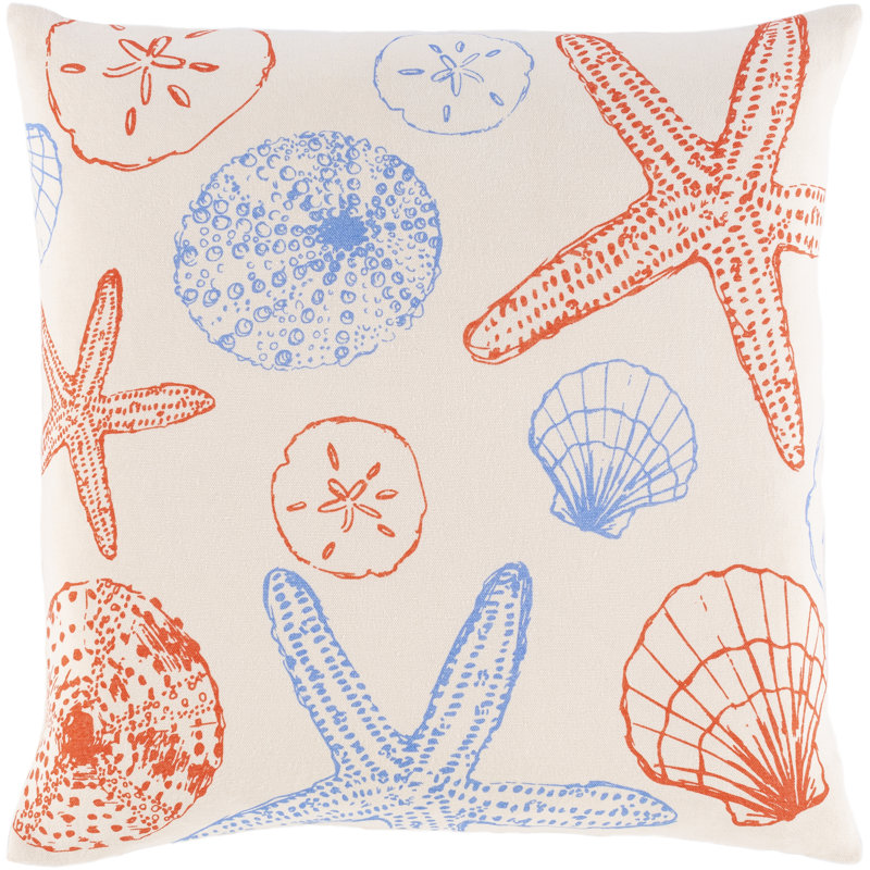  Sea Life Cotton Throw Pillow, Down Fill