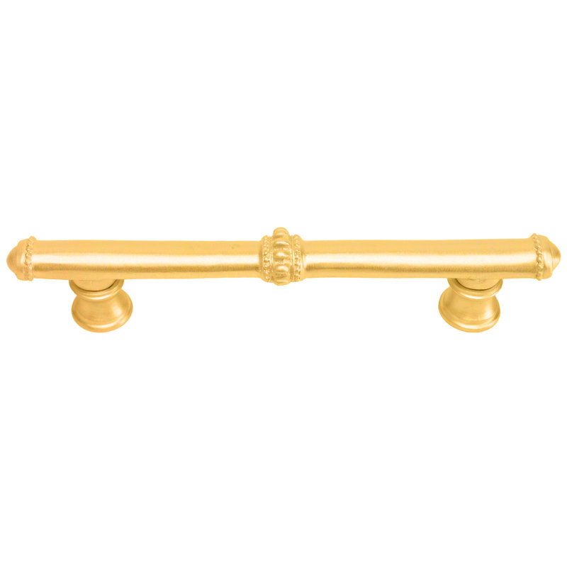 Classic 3 inches c.c. pull w/ beaded treatment on center and ends in Gilded Mercury, 4"