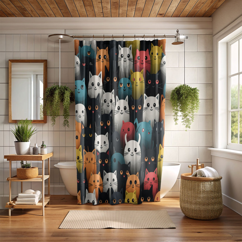 Spooky Cats - Rideau de douche Premium, H 74 po x l 71 po