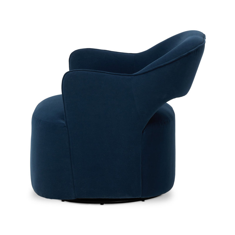 BLYTHE Swivel Armchair, Crypton Henry Navy Polyester
