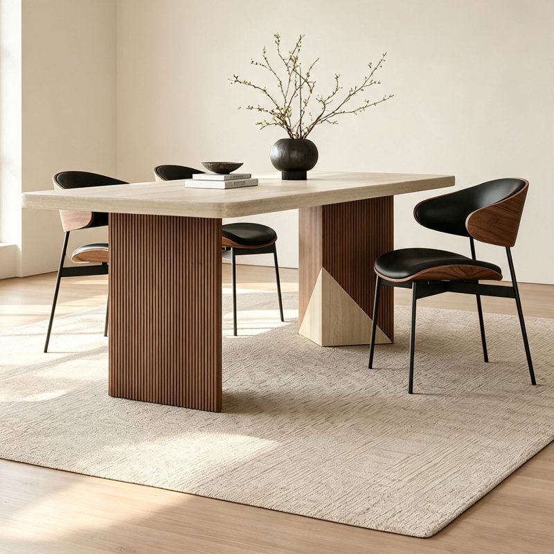 Table en pierre frittée rétro, H 29,5 po x l 78,7 po x P 31,5 po