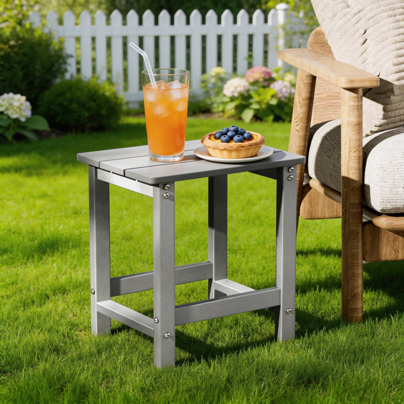 2 pièces Table d'appoint d'extérieur HiPS, table d'appoint de patio durable et résistante aux intempéries pour chaises Adirondack, petite table d'extérieur carrée portante de 200 lb pour cour, piscine, patio, porche, jardin, pelouse, compagnon de détente (ensemble de 2)
