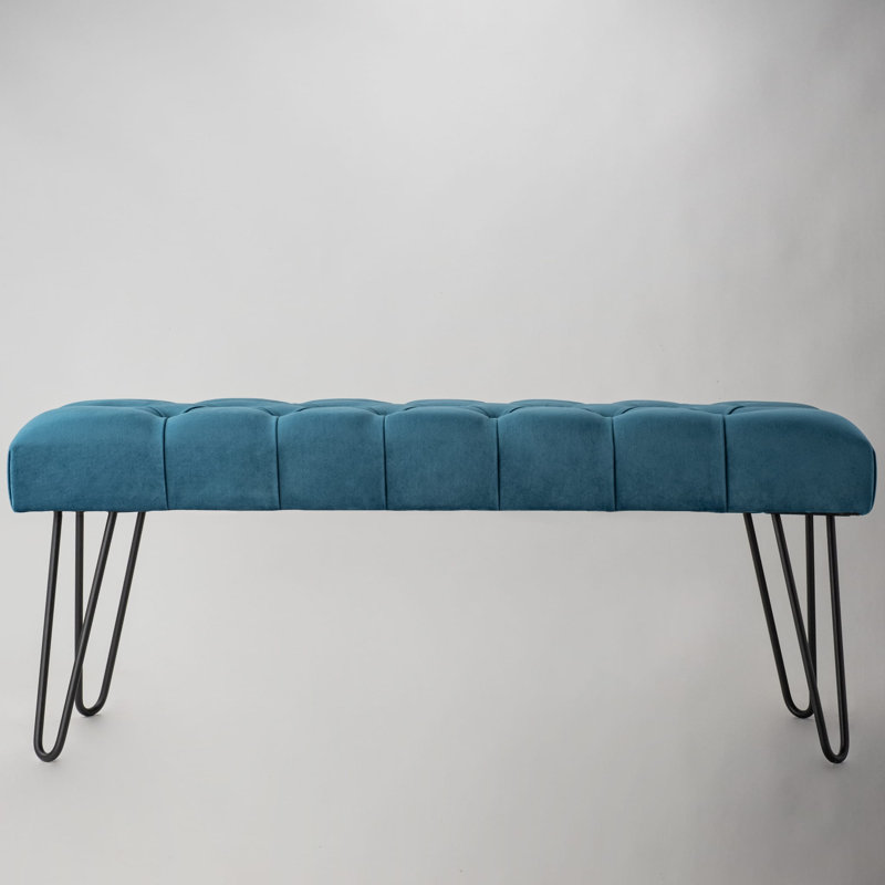 Peebles 100% Polyester Upholstered Bench, Sea Green
