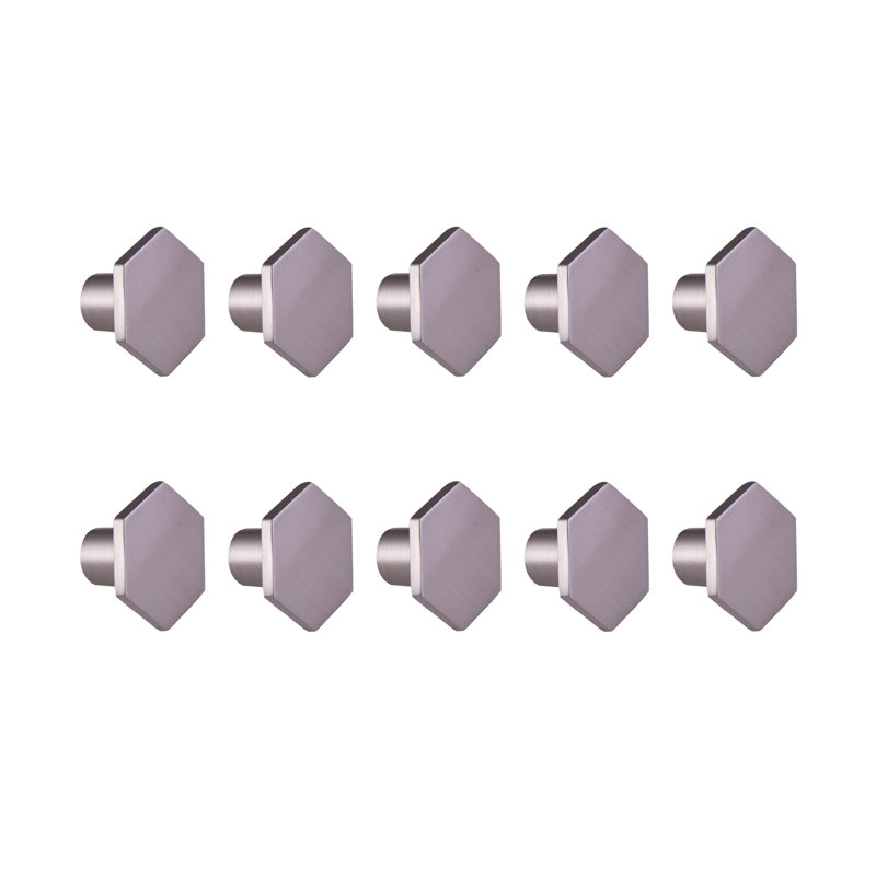 Poignée d'armoire hexagonale solide, paquet de 10, Nickel satiné