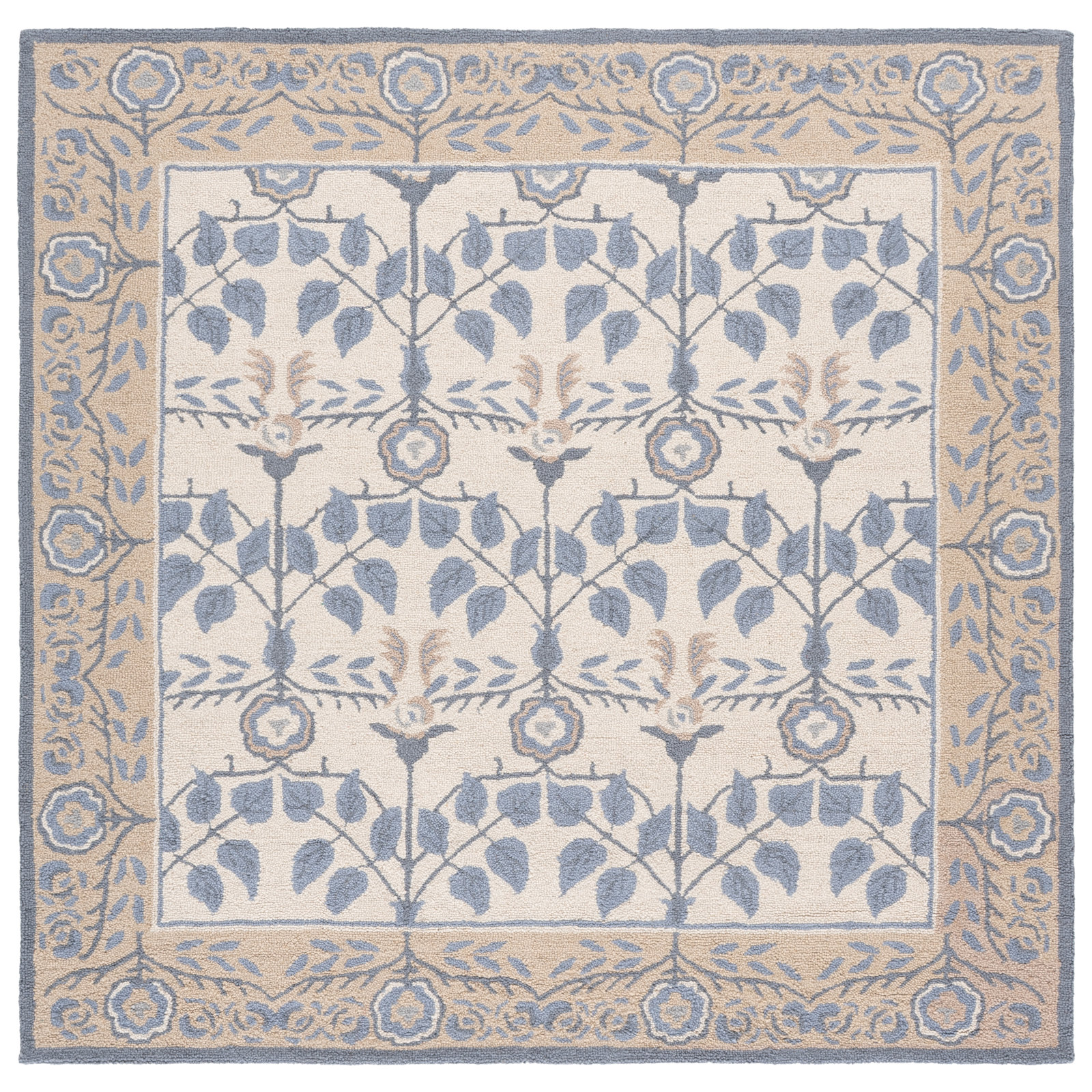 Hand-Tufted Wool Floral Outdoor Rug, Square 6'