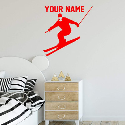 Décalcomanie murale de ski Trinx avec nom personnalisé - CS47