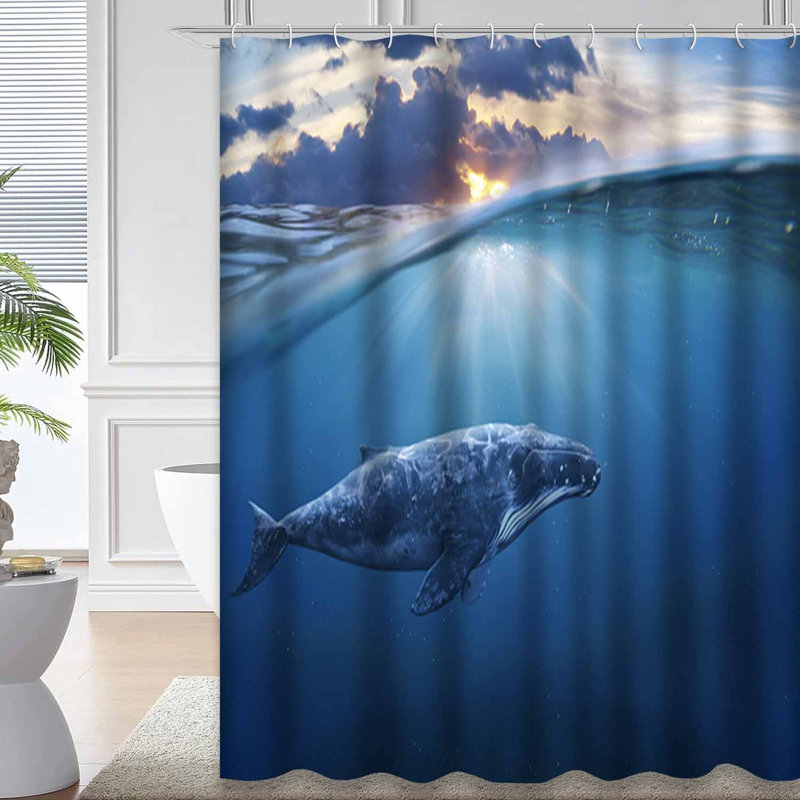 Rideau de douche bleu imperméable, rideaux de douche pour la salle de bain avec 12 crochets, 72" L x 78" W