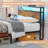 King Size Metal Bed Frame with Headboard with LED Lights & Charging Station,w/Solid 11 Bed Legs, No Box Spring Needed-17131882