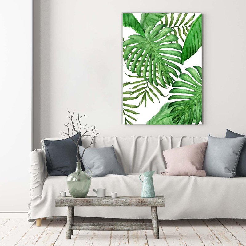 Tropical Leaves 1 Piece Wrapped Canvas Wall Art