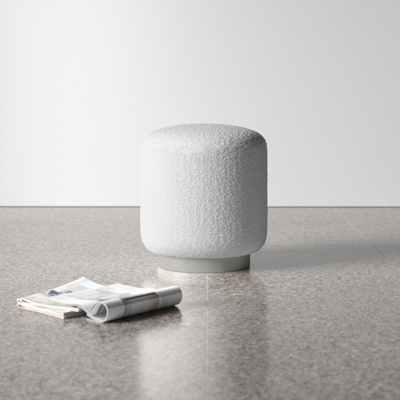 Brit Upholstered Ottoman, White Oak, White 100% Polyester