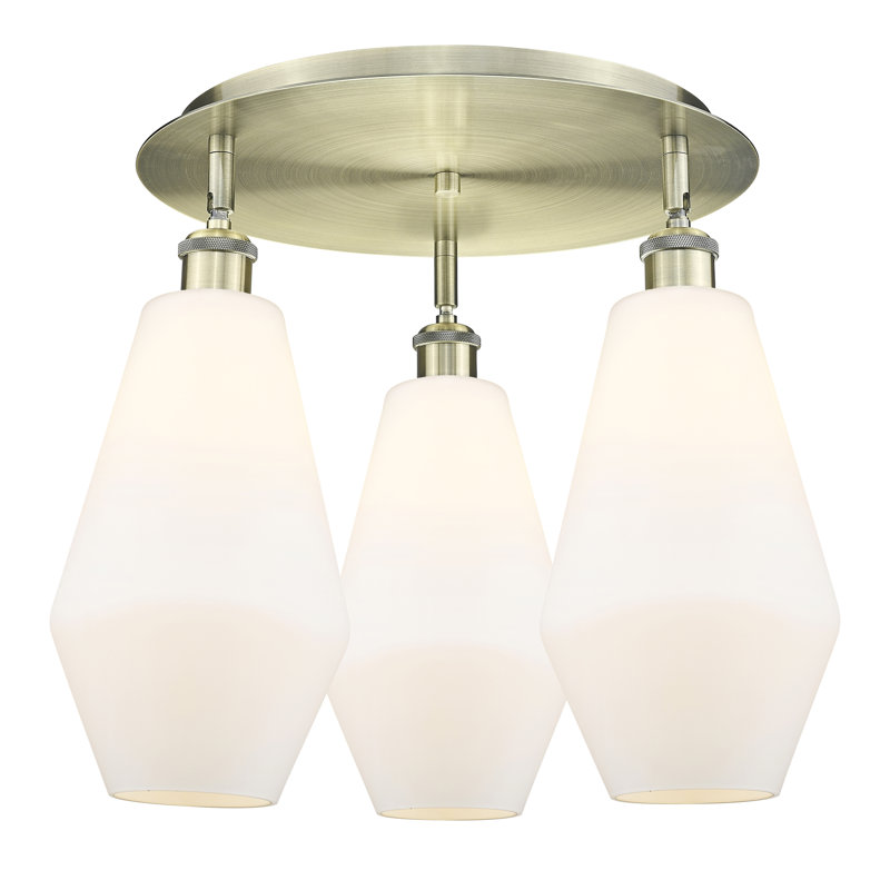 Amylea Glass Flush Mount, Antique Brass, Cased Matte White