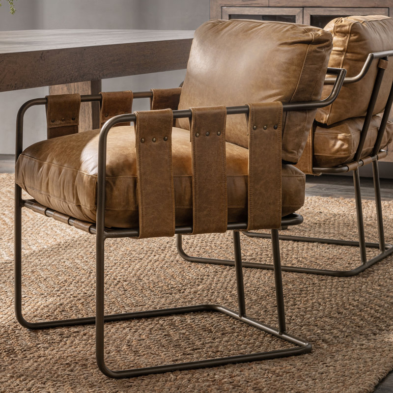 Strapling Leather Dining Chair, Chestnut