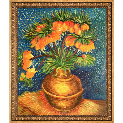 «Crown Imperial Fritillaries in a Copper Vase» par Vincent Van Gogh, reproduction d'art sur toile encadrée
