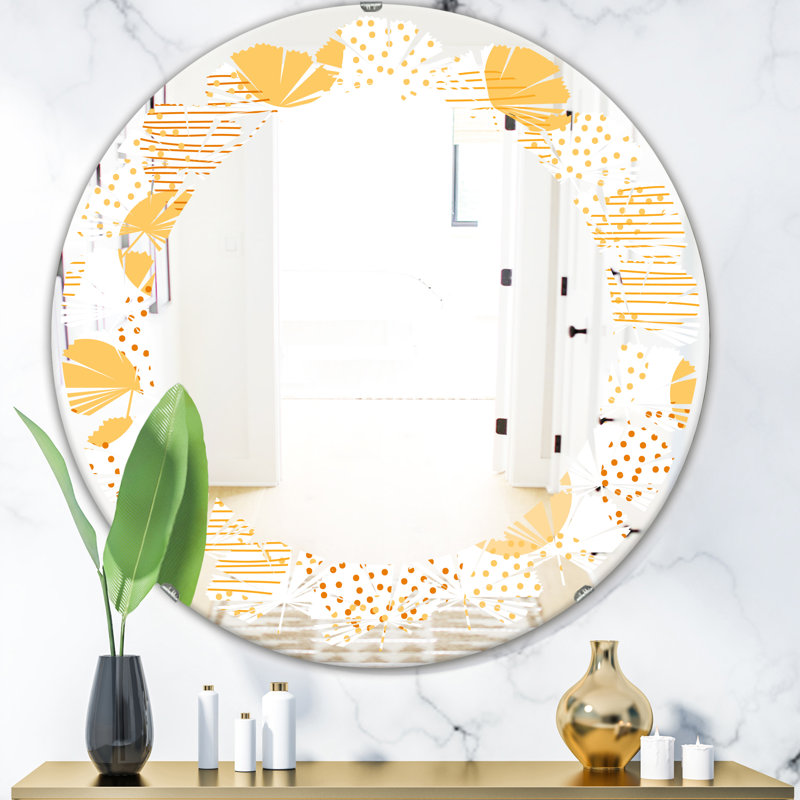 Modern Farmhouse Wall Mirror, 23.6" x 23.6" , Whirl Abstract Flower Design I