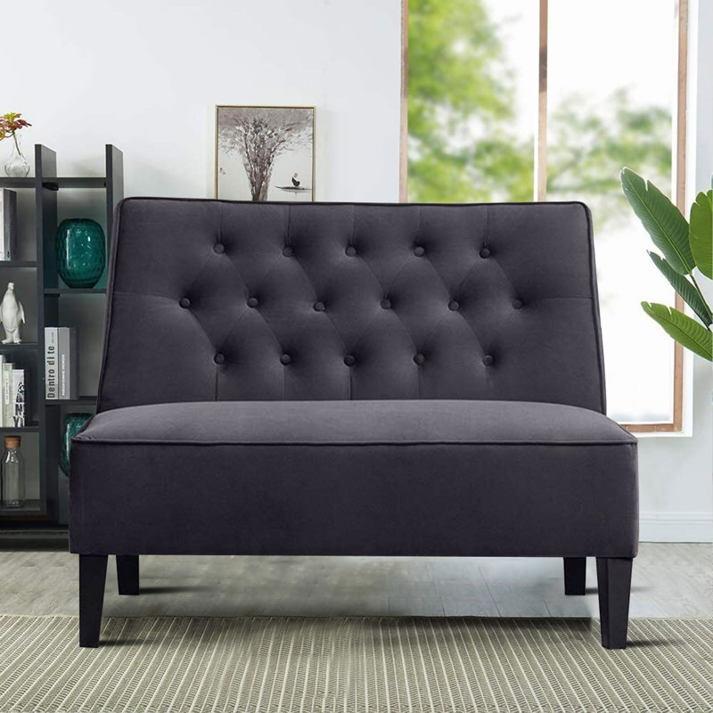 Causeuse en velours 44,5 po, Gris foncé
