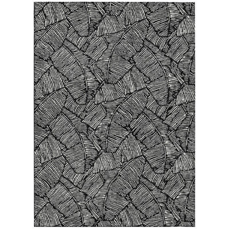 Tapis extérieur lavable floral noir et ivoire 10 pi x 14 pi
