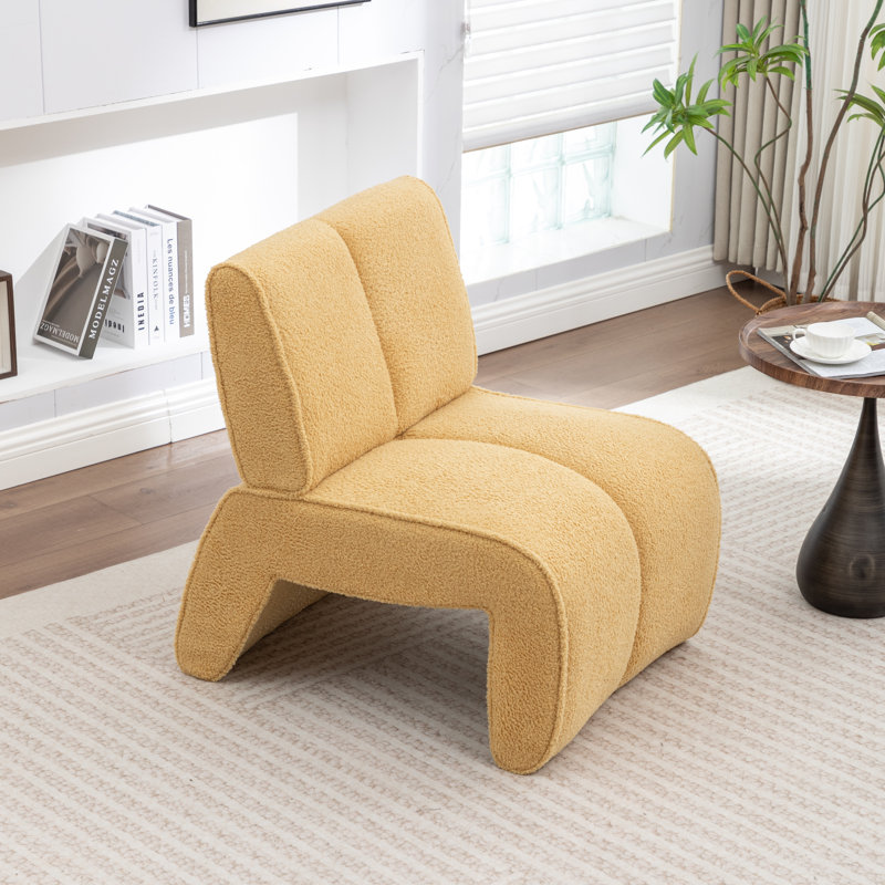 Mathias Upholstered Faux Fur Accent Chair, Yellow