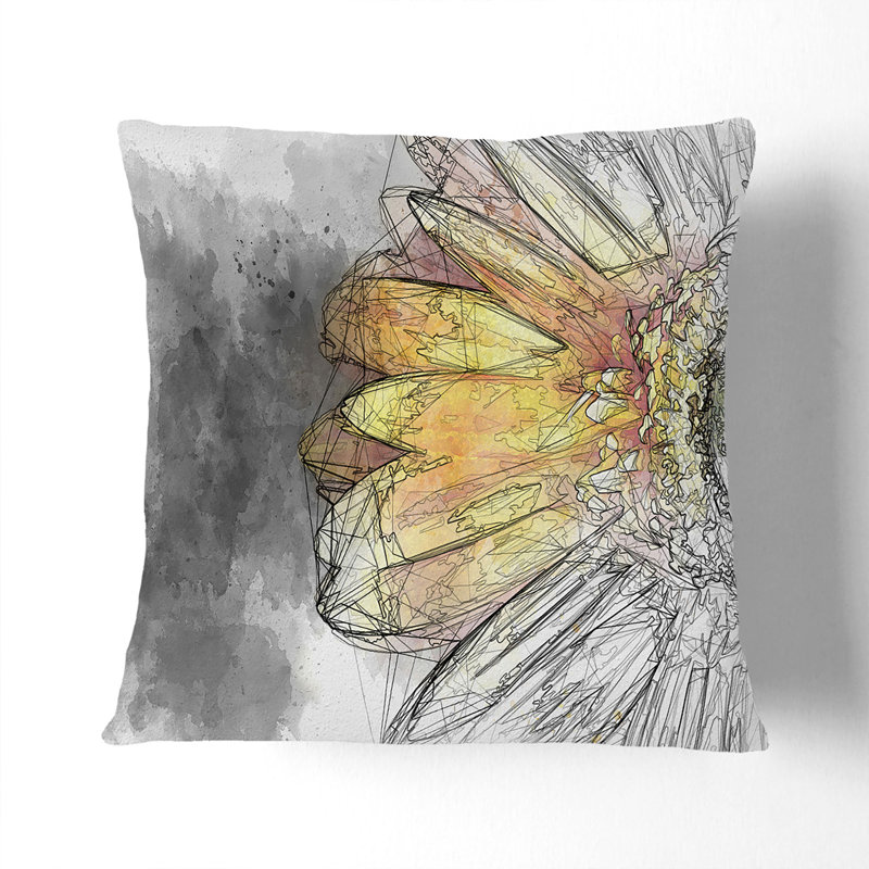 Floral Square Cushion, 40 x 40 cm, White