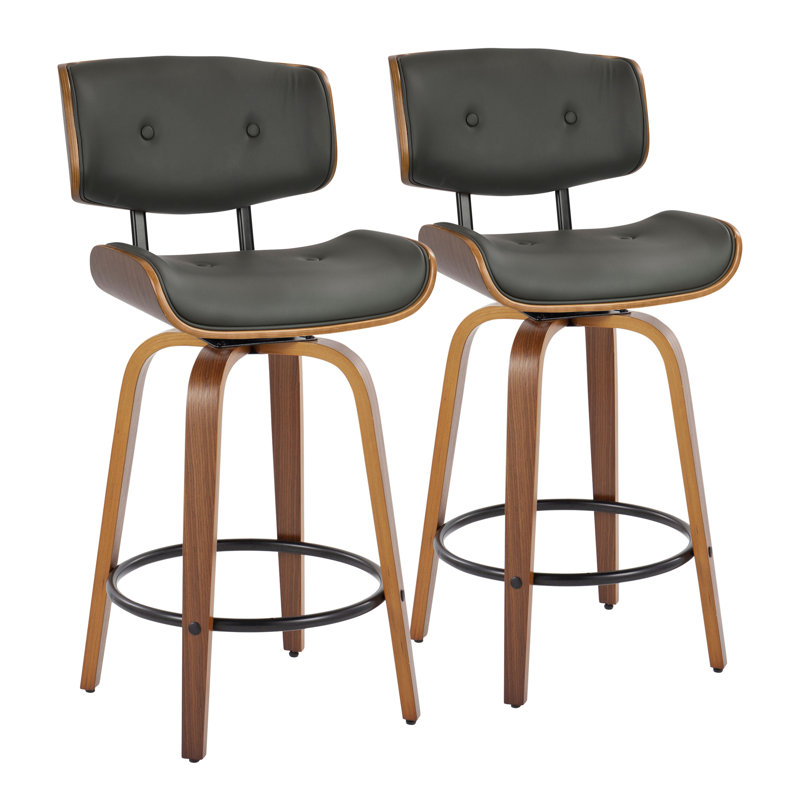 Laurenzio Swivel Upholstered Counter Stool, Gray