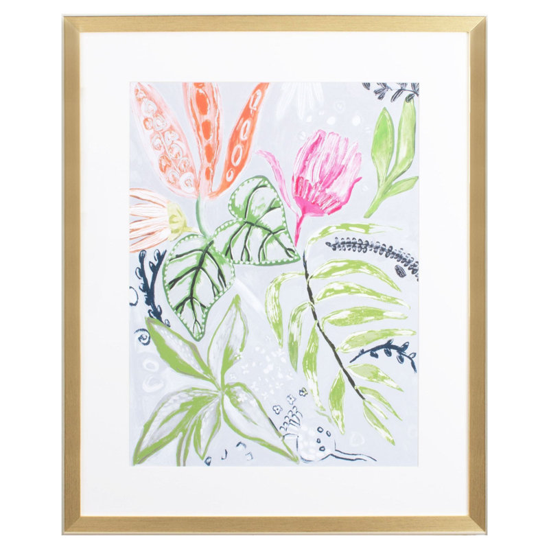 «Tropical Blooms II», reproduction d'art encadrée dorée
